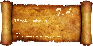Török Ambrus névjegykártya